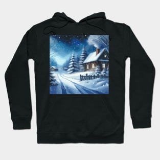 Winter Stormy Night Winter Landscape Hoodie